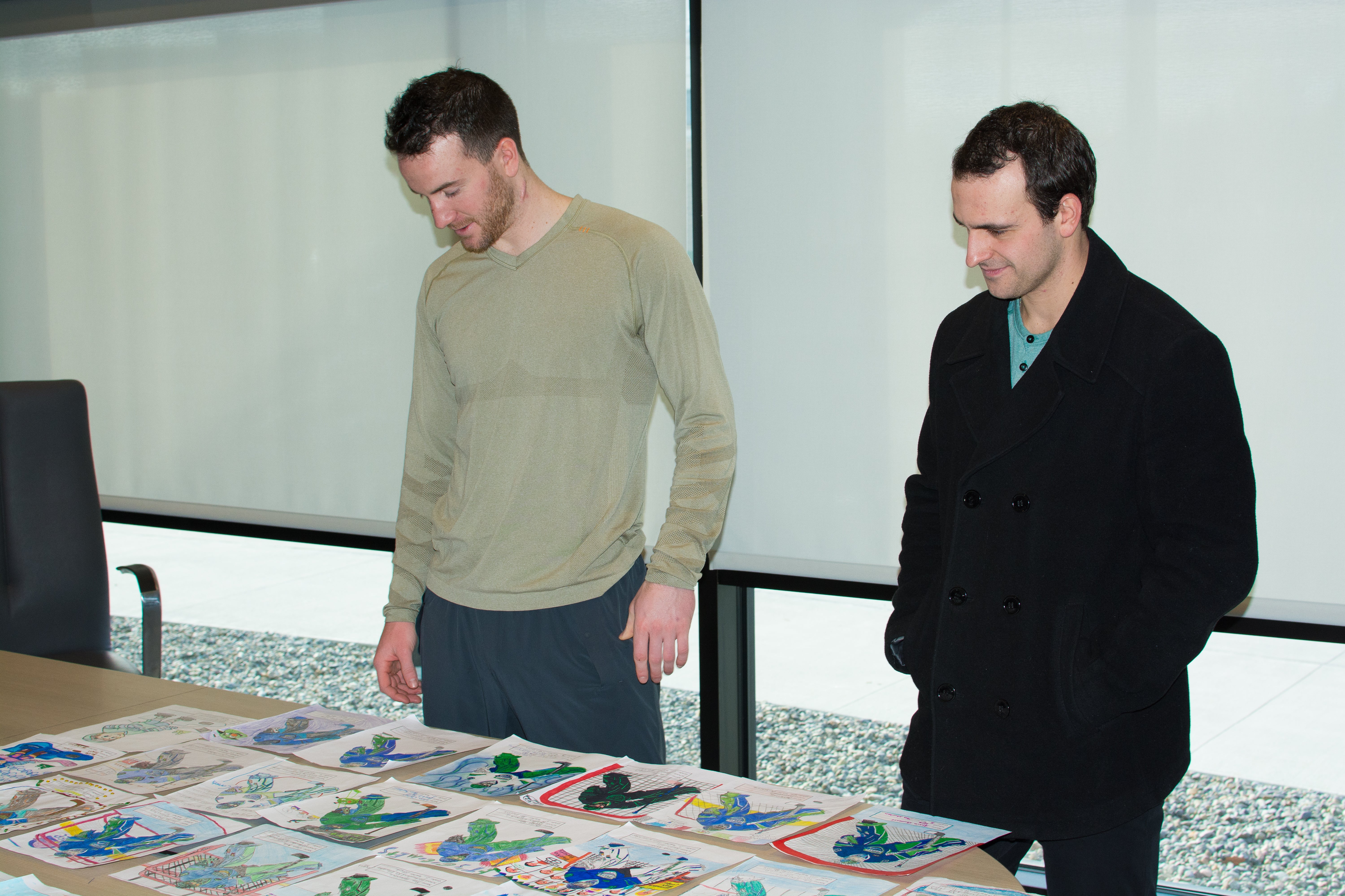 Dylan Blujus and Tony Cameranesi Select Coloring Contest Winners.