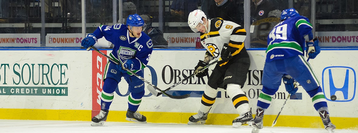 COMETS TRIPPED UP BY BRUINS