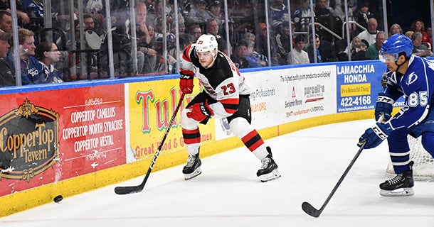 May 17, 2022: Utica Comets forward Tyce Thompson (12) skates in the first  period against the Rochester Americans. The Rochester Americans hosted the Utica  Comets in an American Hockey League Calder Cup