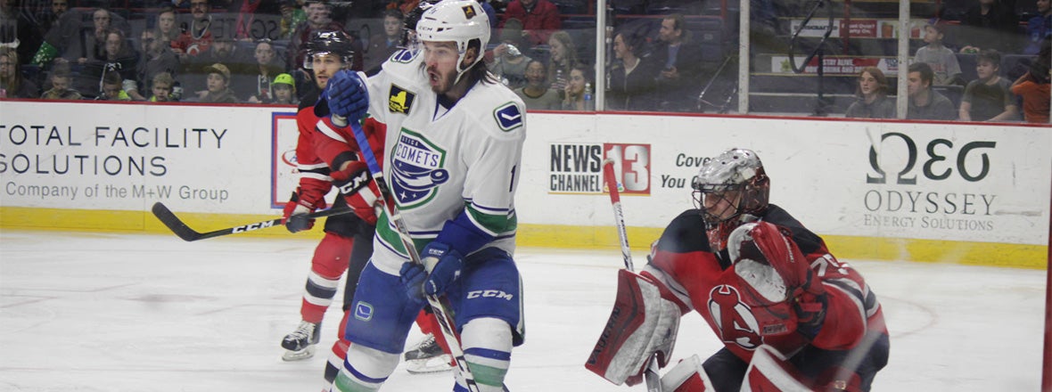 COMETS COME BACK IN THIRD PERIOD TO BEAT DEVILS