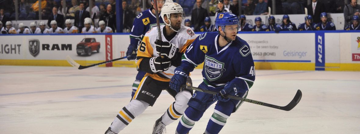 COMETS FIRE 46 SHOTS IN 2-1 LOSS TO PENGUINS