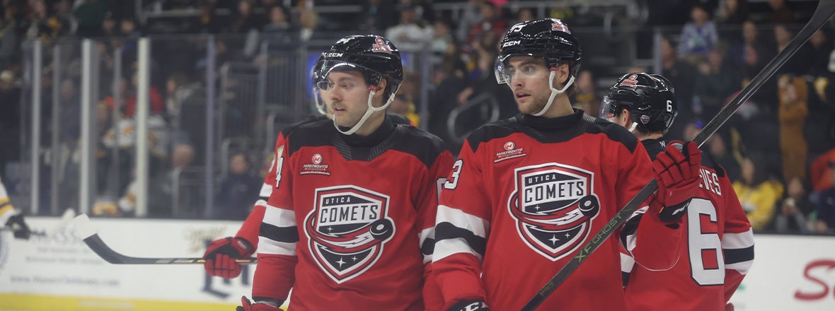 COMETS SUFFER FIRST ROAD LOSS, FALL 5-2 TO BRUINS