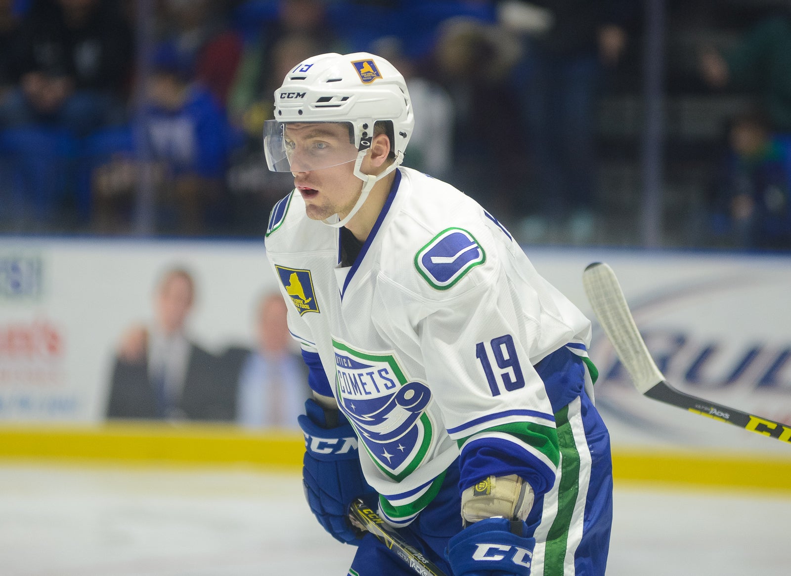 April 1, 2023: Utica Comets defenseman Simon Nemec (7) skates in the third  period against the