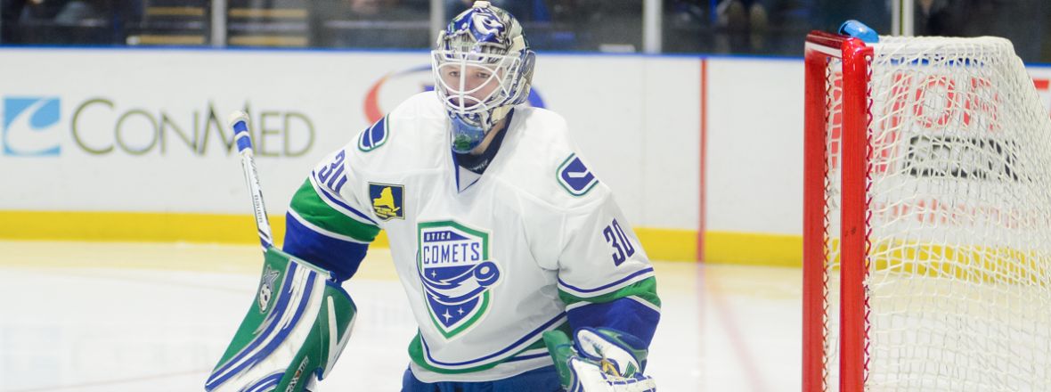 Utica Comets on X: Stick taps to Thatcher Demko for earning his 50th  career win tonight! He is the first goaltender in Comets history to win 50  games!  / X