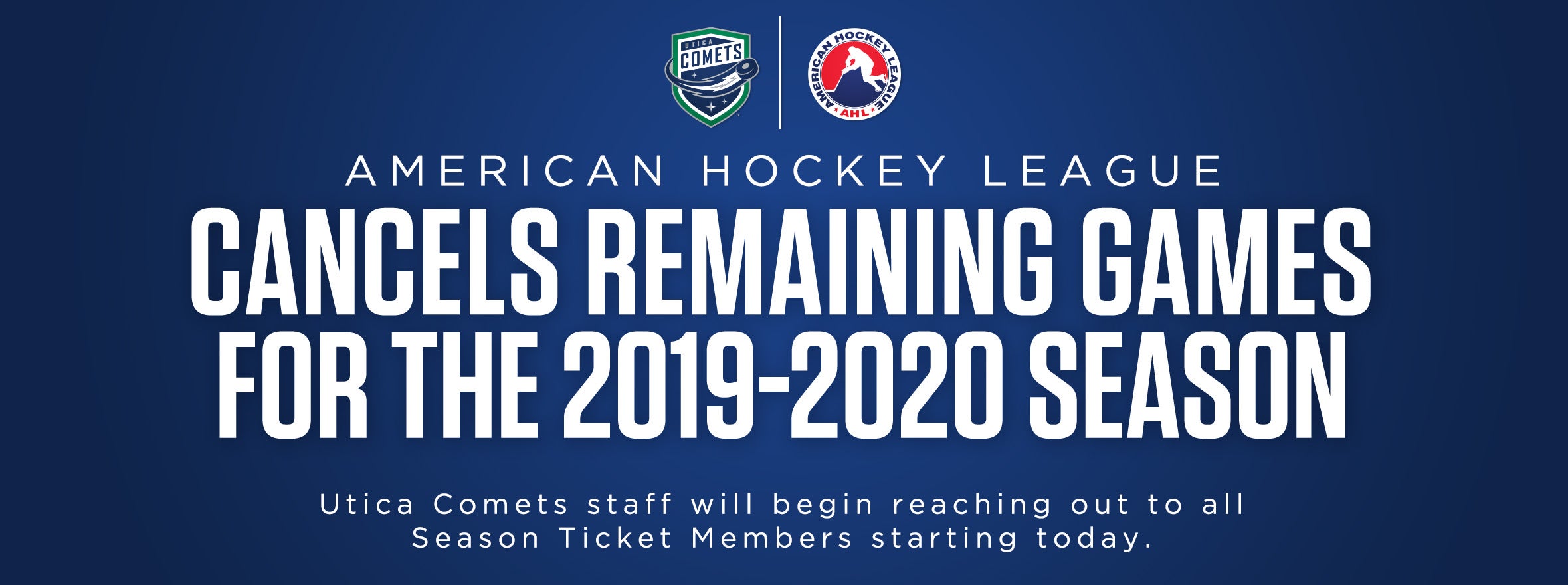 AMERICAN HOCKEY LEAGUE CANCELS REMAINDER OF 2019-20 SEASON